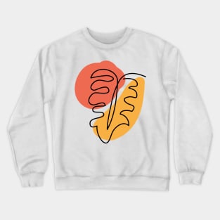 Monstera leaf line art in orange red Crewneck Sweatshirt